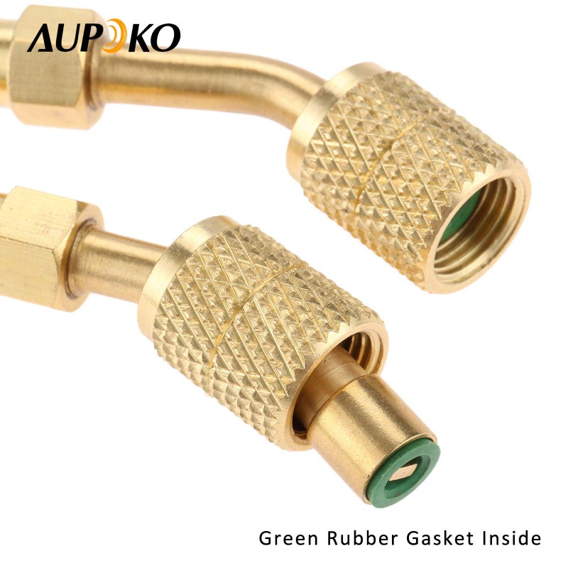 Aupoko R410A Adapter 5/16" SAE Female Quick Couplers to 1/4" SAE Male Flare, 2 PC 45 Degree Angled Charging Vacuum Adapter, Used for R410a with Thimble Mini Split System, HVAC and Refrigeration Service - Image 5